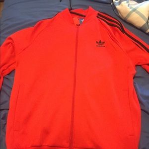 Adidas track jacket red/black large